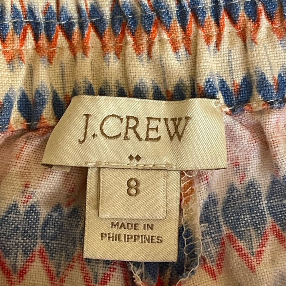 J. CREW LINEN BLEND PULL-ON AZTEC BOHEMIAN SHORTS SZ 8 - Picture 4 of 6